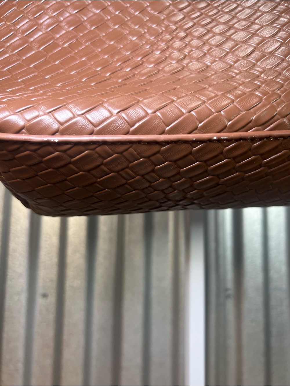 Brown Woven Satchel Bag Convertible Crossbody Braided Handle Cognac Purse - Picture 2 of 4